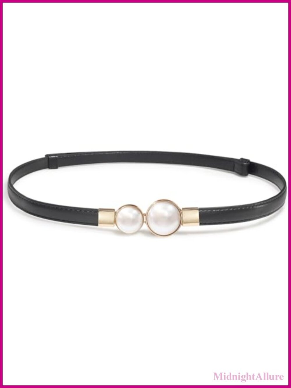 Skinny Belts Women Thin PU Leather Pearl Buckle Dress Belt